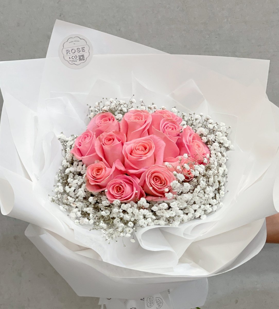 Same Day Flower Delivery | Red Roses With White Baby's Breath